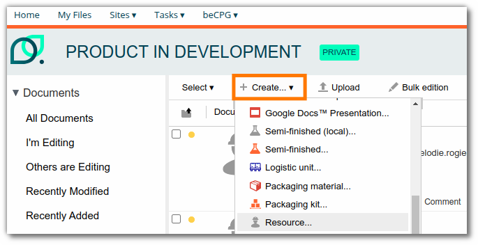 Create resource Create resource