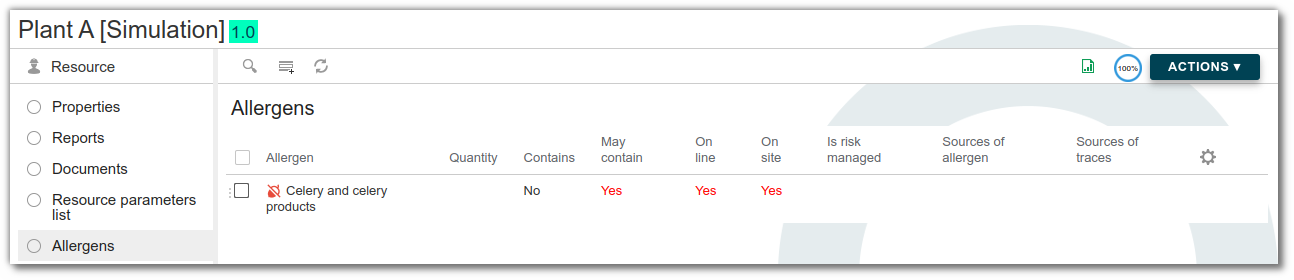 Présence d'un allergène sur la ligne ou le site de production