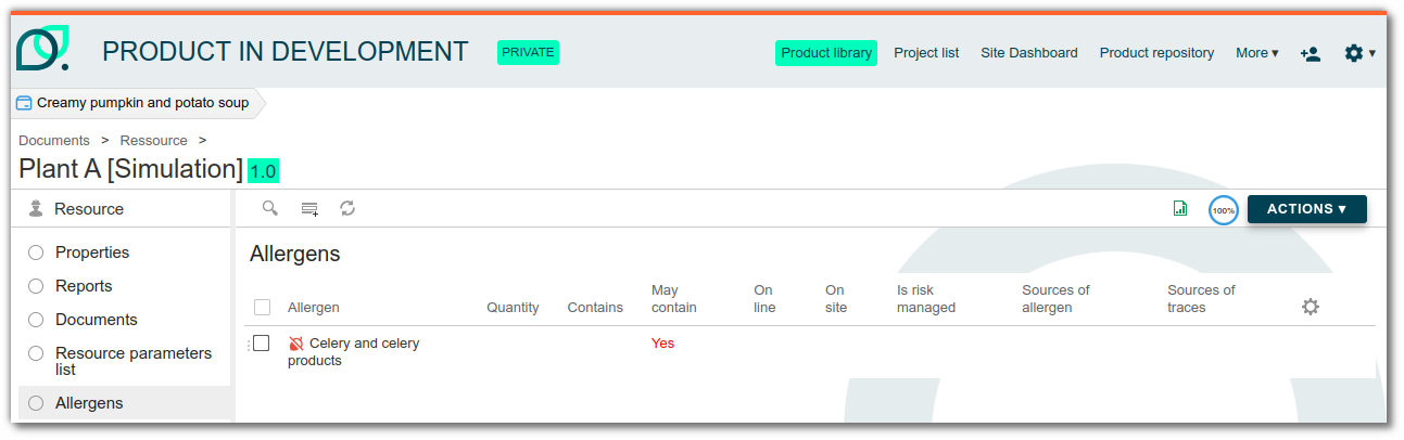 Add an allergen to a resource Add an allergen to a resource