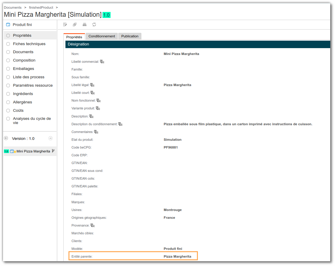 Entité enfant Entité enfant