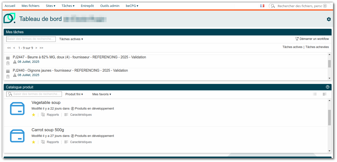 Tableau de bord utilisateur Tableau de bord utilisateur