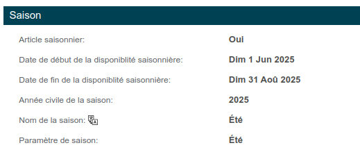 Aspect saisons