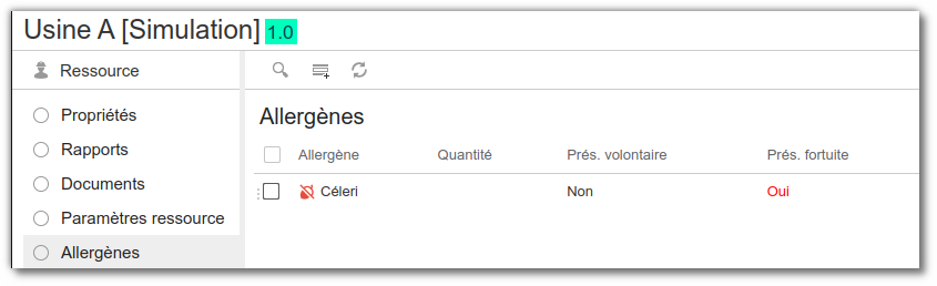 Créer une ressource, ajouter un nom Ajouter un allergène sur une ressource