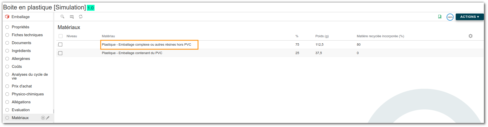 Exemple d'un matériau recycable et d'un matériau non recyclable sur la liste Matériau