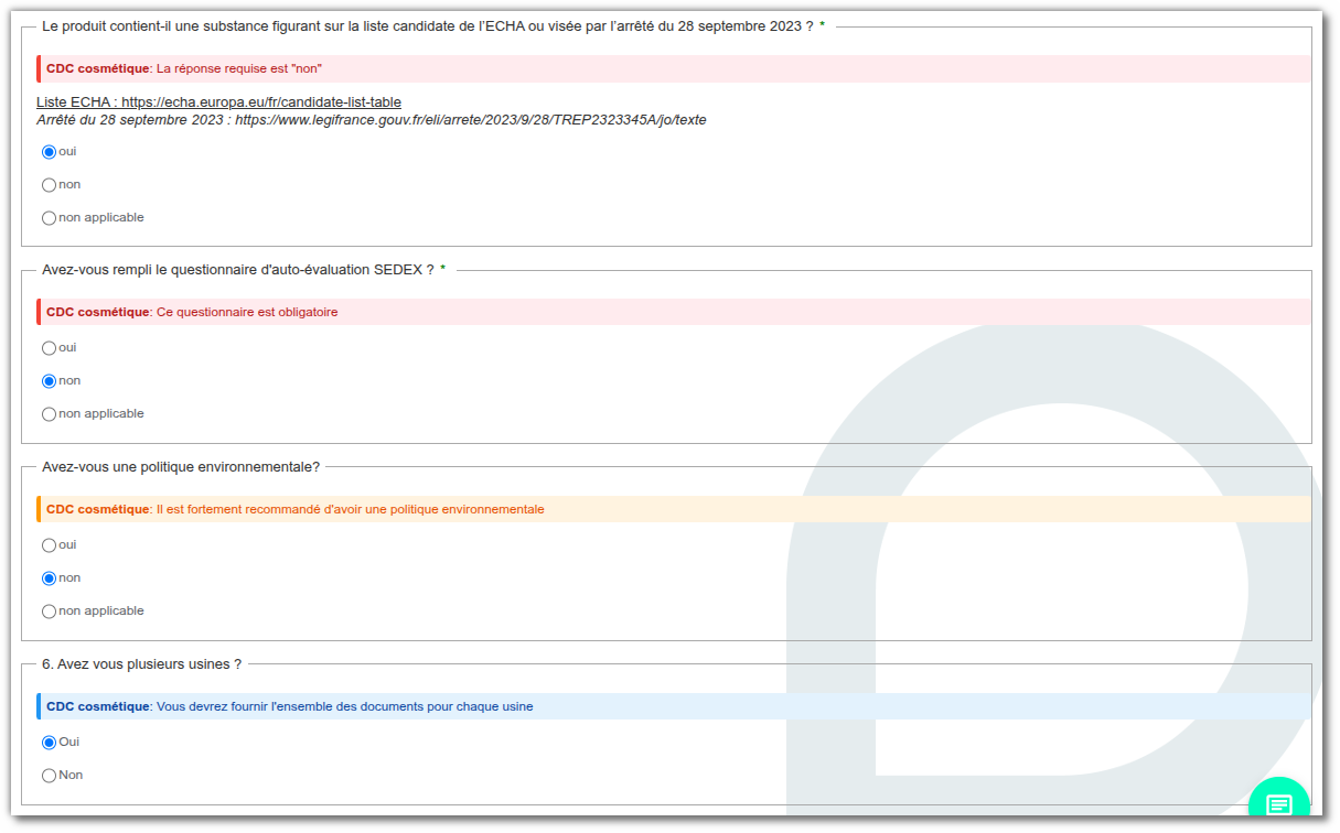 Créer une spécification sur les questionnaires