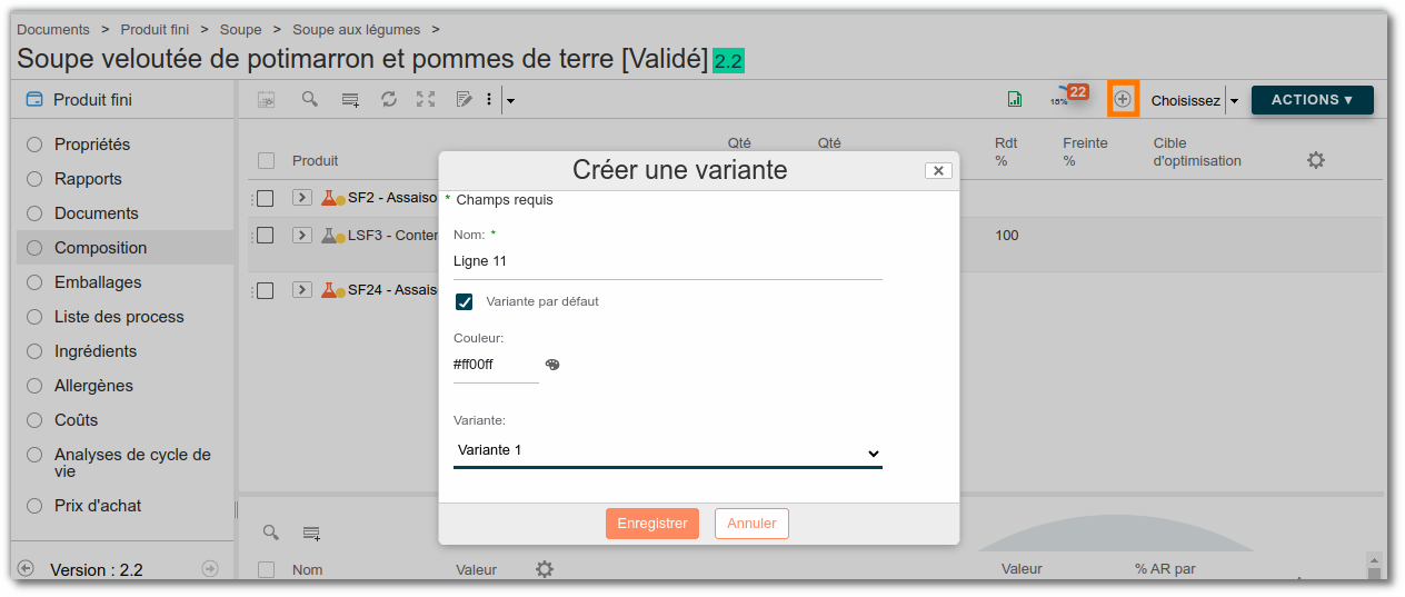 Créer des variantes sur un produit